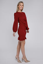 Load image into Gallery viewer, Red Ruched Bodycon Dress