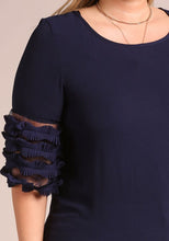 Load image into Gallery viewer, Ruched Pleated Sleeve Blouse navy