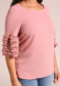 Ruched Pleated Sleeve Blouse
