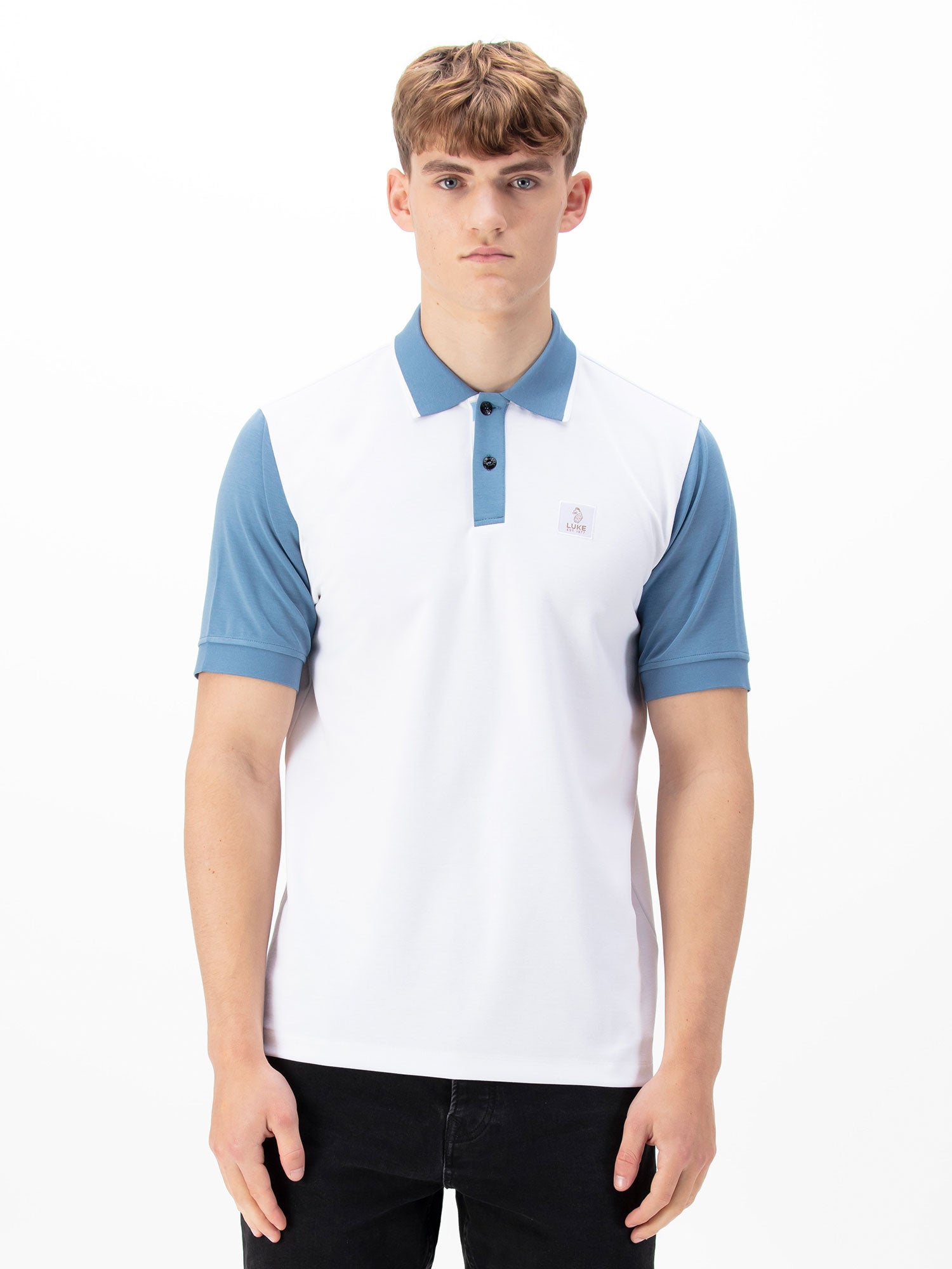 luke 1977 m741454 saddleworth polo white denim blue luke 1977 m741454 saddleworth polo white denim blue